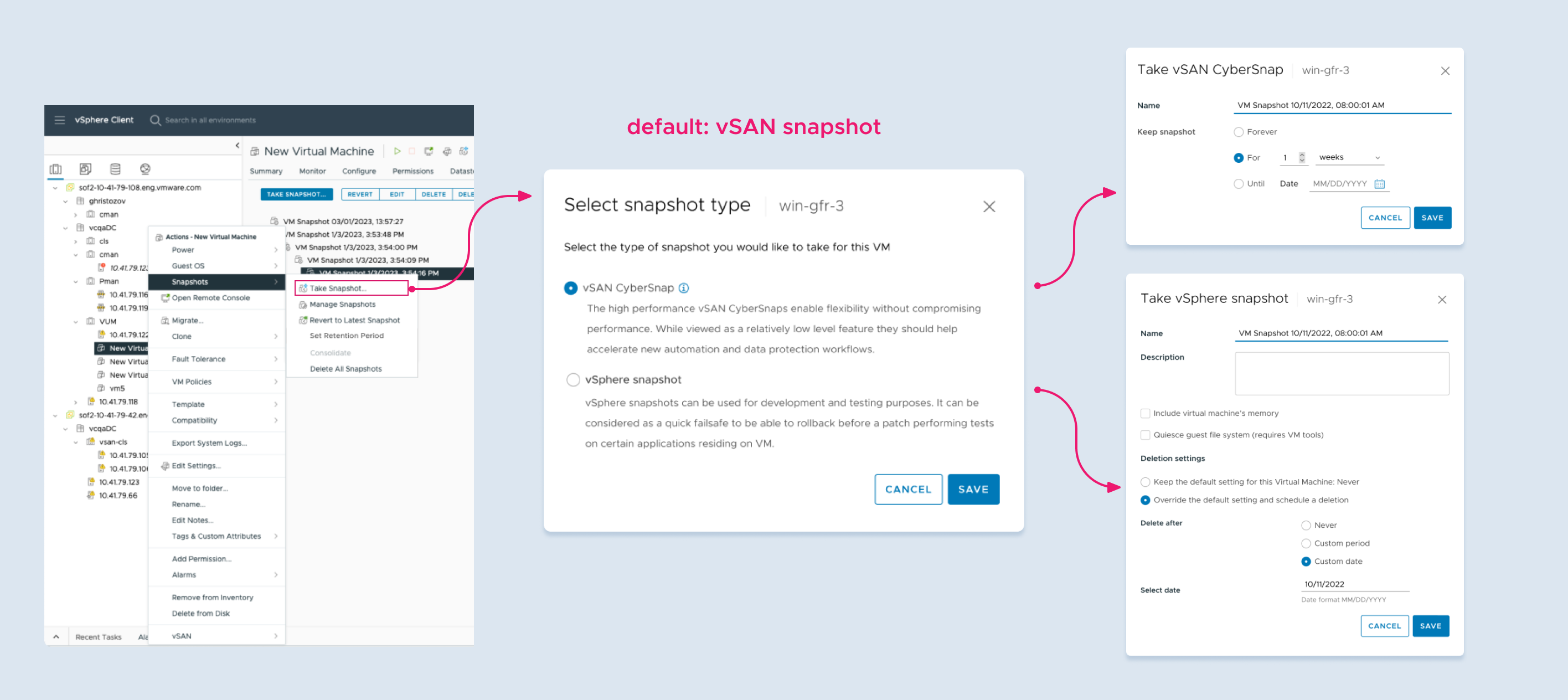 Unified snapshot type selection — single entry point with type chooser